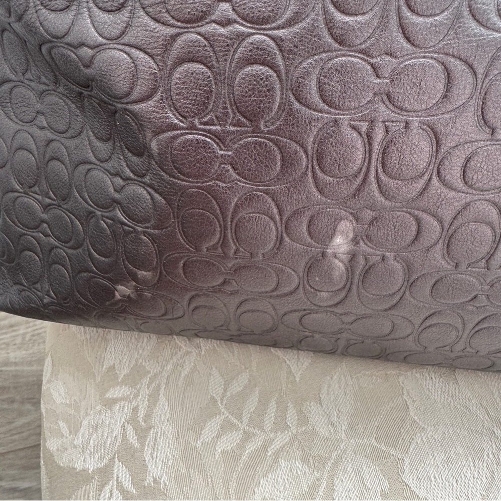 Coach Metallic Grey Leather Handbag - Picture 5 of 13